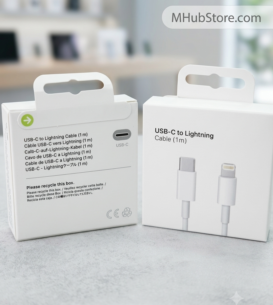 كابل USB-C to Lightning عالي الجودة اصلى سريل بطول 1 متر، مصمم لشحن هواتف آيفون وأجهزة آيباد