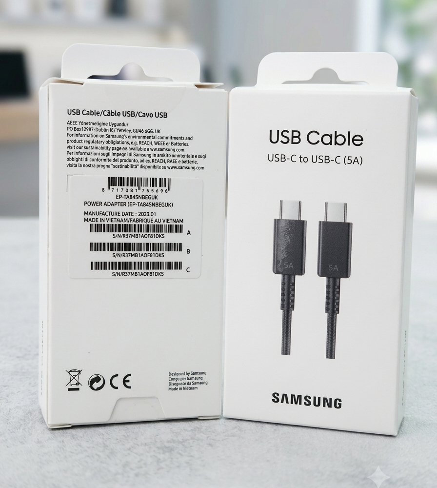 كابل سامسونج أصلي شحن سريع فائق Type-C إلى Type-C بقوة 5A (قماش مجدول)