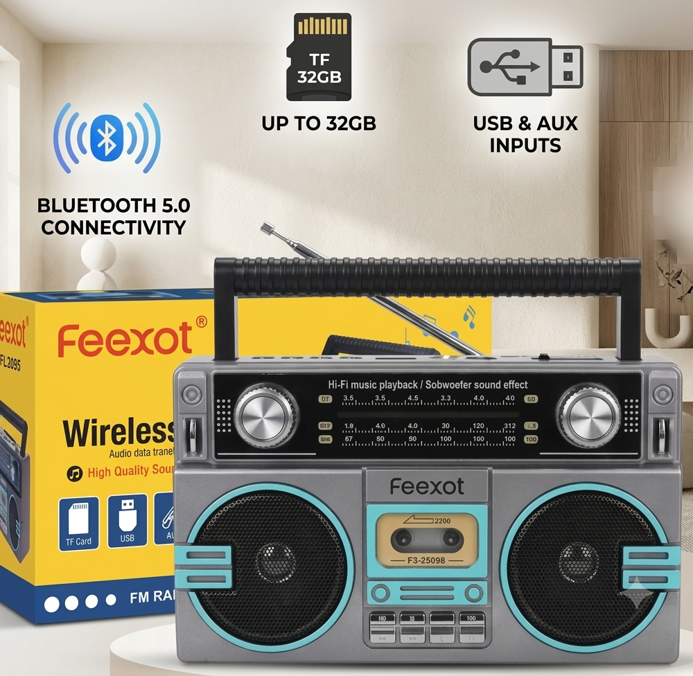 راديو + صب انتيكا بلوتوث + مخرج فلاشة وكارت ميمورى FEEXOT FX-2509B