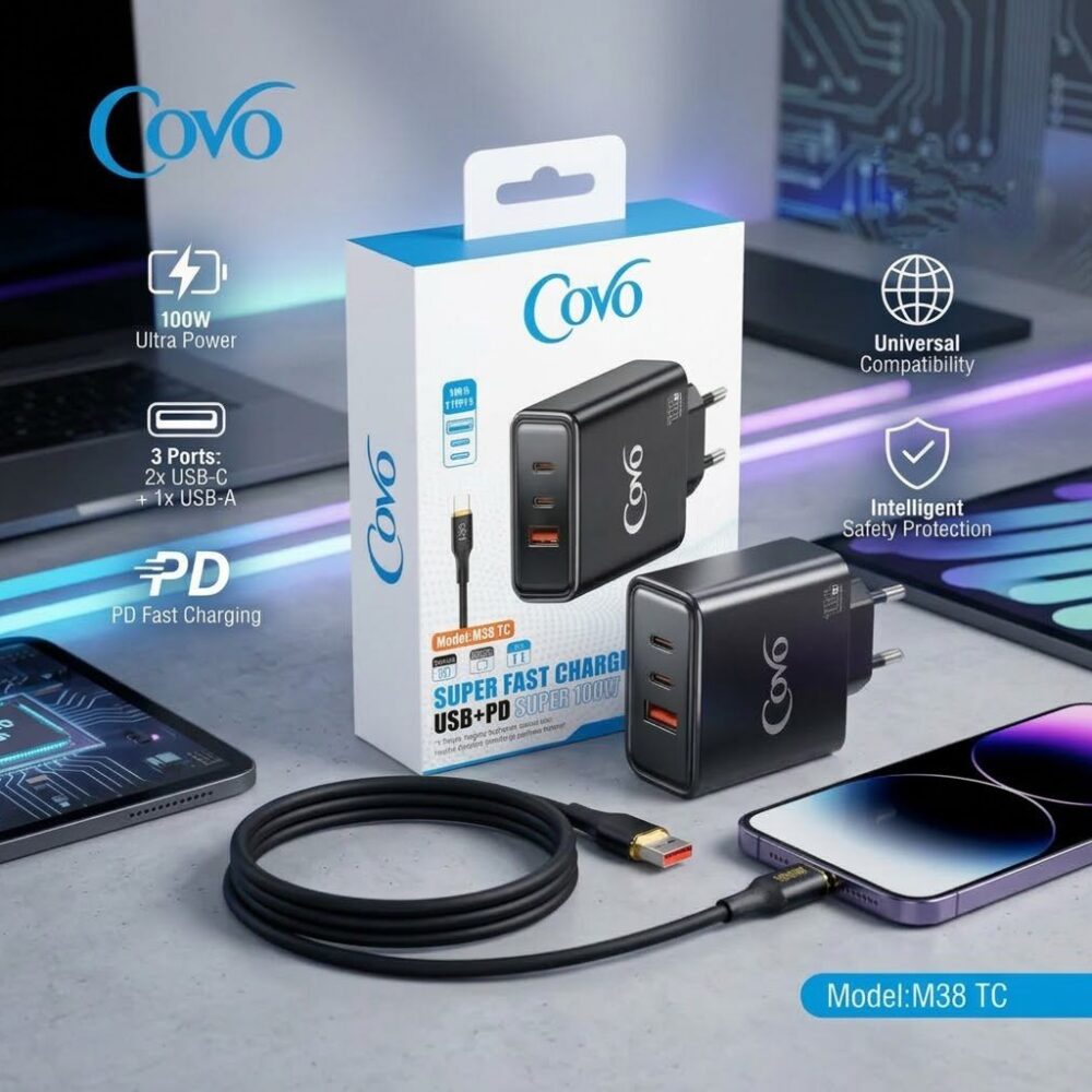 شاحن Covo 100W – شحن سريع وقوي